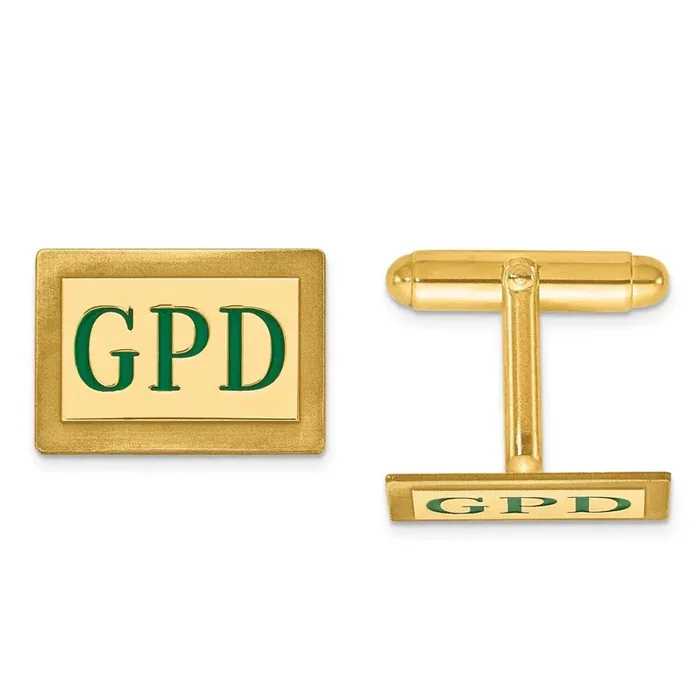 Enameled Letters Rectangle Monogram Cuff Links 14k Gold XNA616Y