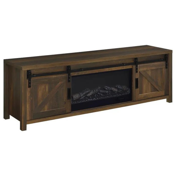 Enfield – 71″ TV Stand Fireplace Media Console – Dark Pine