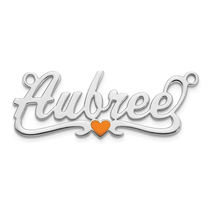 Epoxy Heart Name Plate 14k White Gold XNA1504W