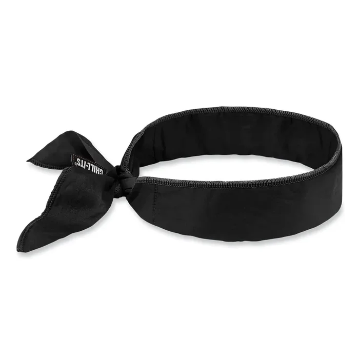 ergodyne® Chill-Its 6702 Cooling Embedded Polymers Tie Bandana, One Size Fits Most, Black