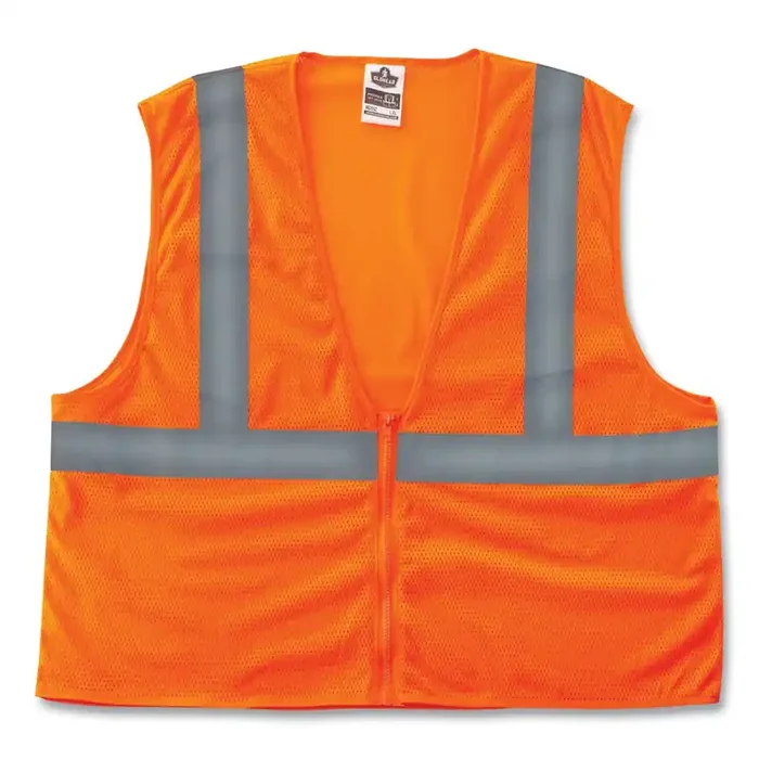 ergodyne® GloWear 8205Z Class 2 Super Economy Mesh Vest, Polyester, Orange, Small/Medium