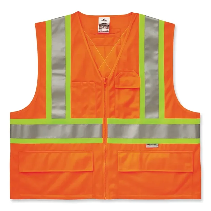ergodyne® GloWear 8235ZX Class 2 Two-Tone X-Back Vest, Polyester, Large/X-Large, Orange