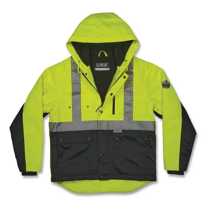 ergodyne® GloWear 8275 Class 2 Heavy-Duty Hi-Vis Workwear Sherpa Lined Jacket, X-Large, Lime