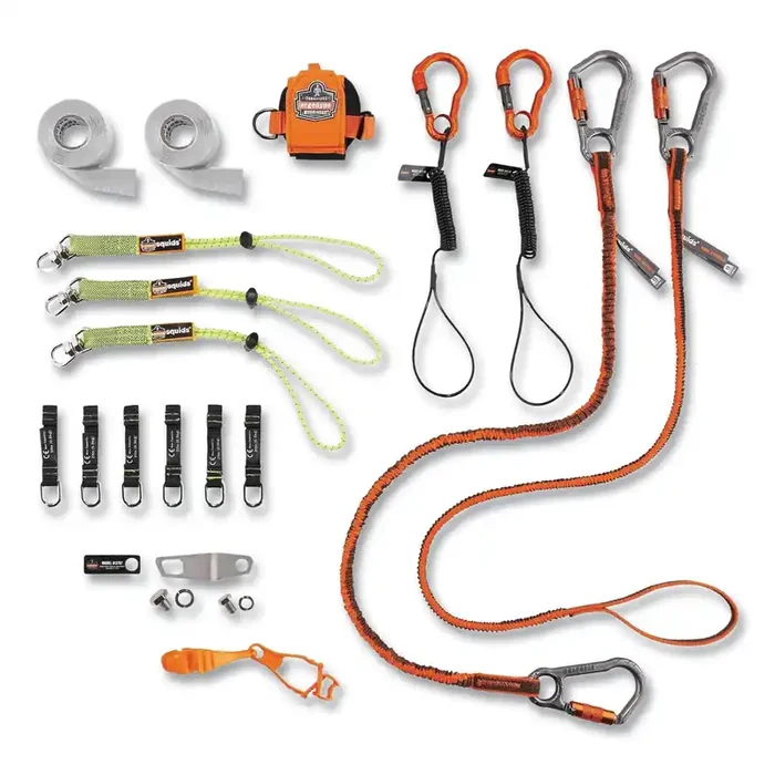 ergodyne® Squids 3184 Concrete Finisher + Mason Tool Tethering Kit, Assorted Max Working Capacities, Lengths and Colors