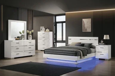 ERLACH E.King Bed, White/Chrome / FOA7189WH-EK-BED