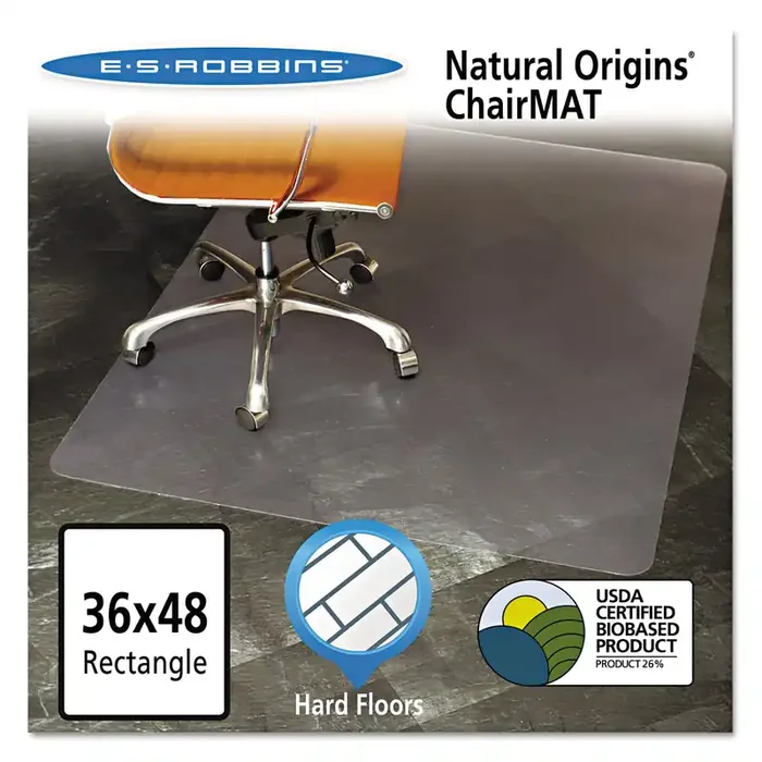 ES Robbins® Natural Origins Chair Mat For Hard Floors, 36 X 48, Clear