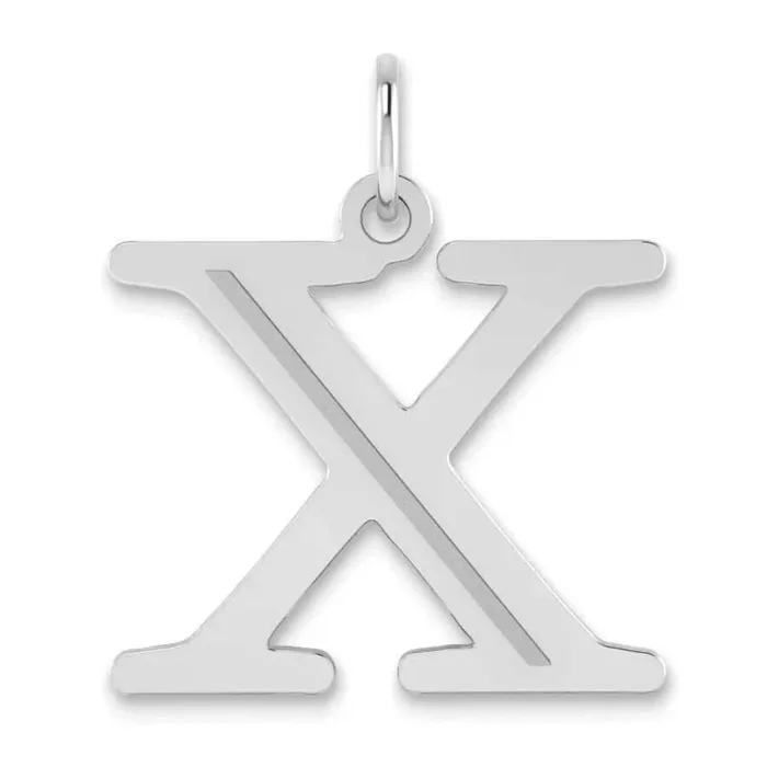 Etched Letter X Initial Pendant 14k White Gold Polished YC1437WX