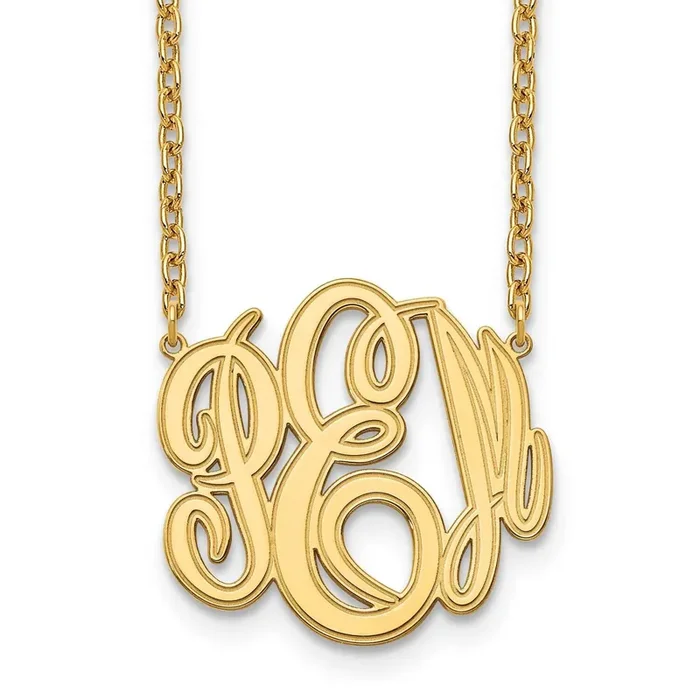 Etched Monogram Necklace Gold-plated XNA889GP
