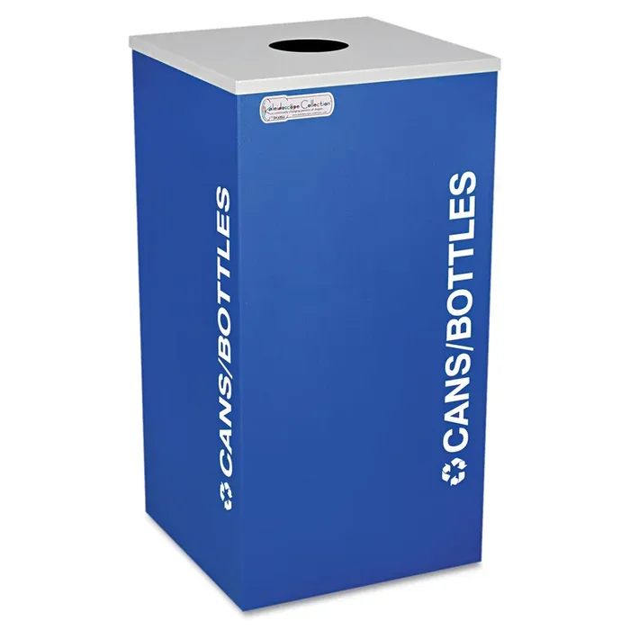 Ex-Cell Kaleidoscope Collection Bottle/Can Recycling Receptacle, 24 gal, Steel, Royal Blue