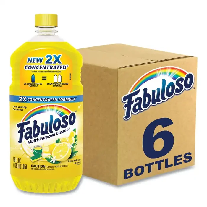 Fabuloso® Multi-Use Cleaner, Refreshing Lemon Scent, 56 oz Bottle, 6/Carton