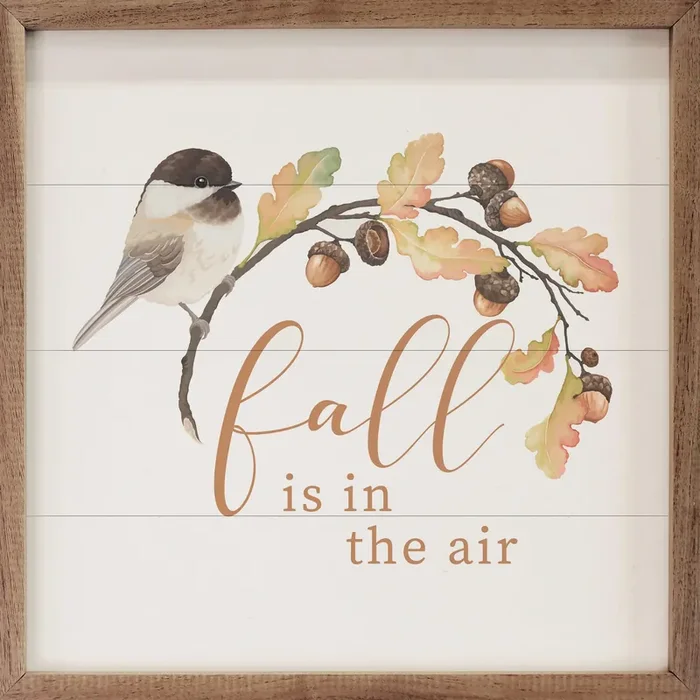 Fall Is In The Air Bird on Twig Framed Sign
