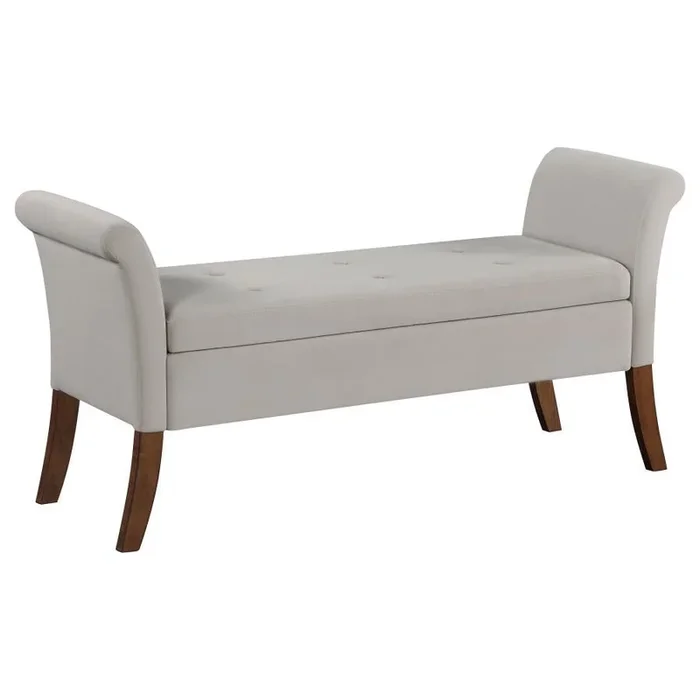 Farrah – Velvet Upholstered Rolled Arm Storage Bench