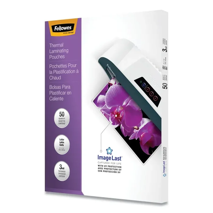 Fellowes® Imagelast Laminating Pouches With Uv Protection, 3 Mil, 9″ X 11.5″, Clear, 50/pack