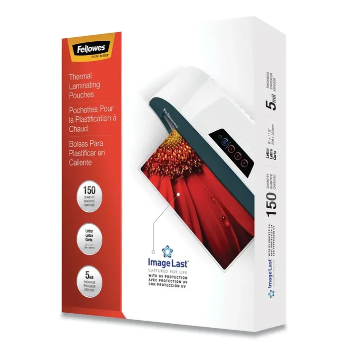 Fellowes® Imagelast Laminating Pouches With Uv Protection, 5 Mil, 9″ X 11.5″, Clear, 150/pack