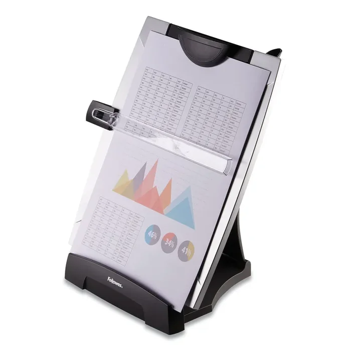 Fellowes® Office Suites Desktop Copyholder With Memo Board, 150 Sheet Capacity, Plastic, Black/silver