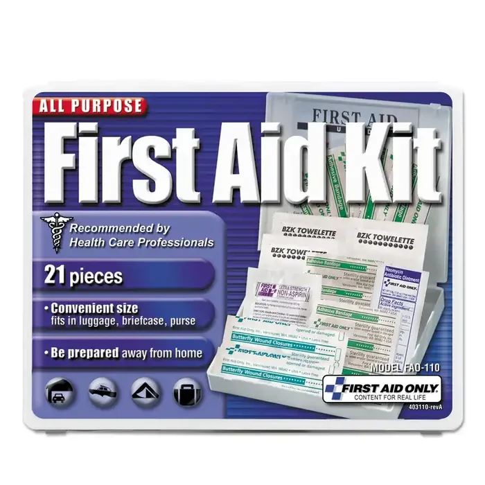 First Aid Only™ All-Purpose First Aid Kit, 21 Pieces, 4.75 X 3, Plastic Case