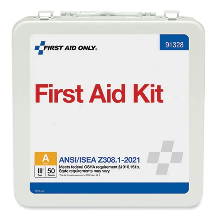 First Aid Only™ ANSI 2021 Type III First Aid Kit for 50 People, 184 Pieces, Metal Case