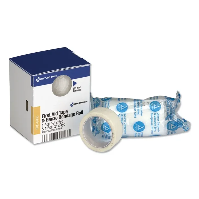 First Aid Only™ Smartcompliance First Aid Tape/gauze Roll Combo, 0.5″ X 5 Yd Tape, 2″ X 4 Yd Gauze