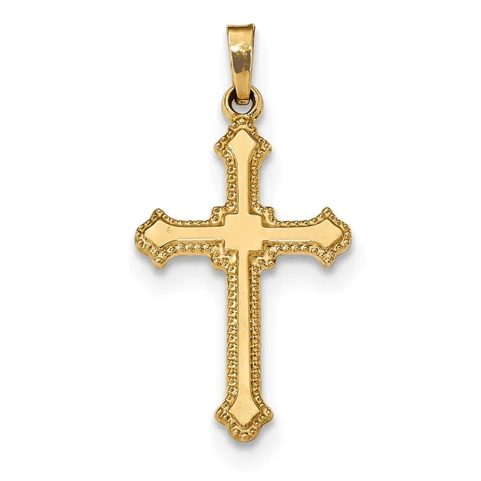 Fleur de Lis Cross Pendant 14k Gold Polished XR1596