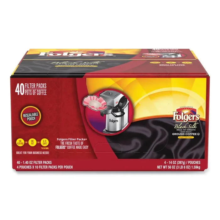Folgers® Coffee Filter Packs, Black Silk, 1.4 Oz Pack, 40packs/carton