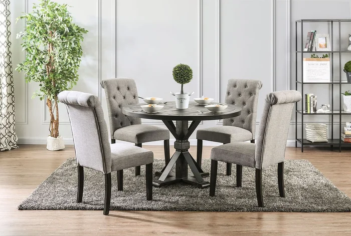 Furniture Of America Alfred Antique Black/Ivory Rustic Round Table Model CM3735RT