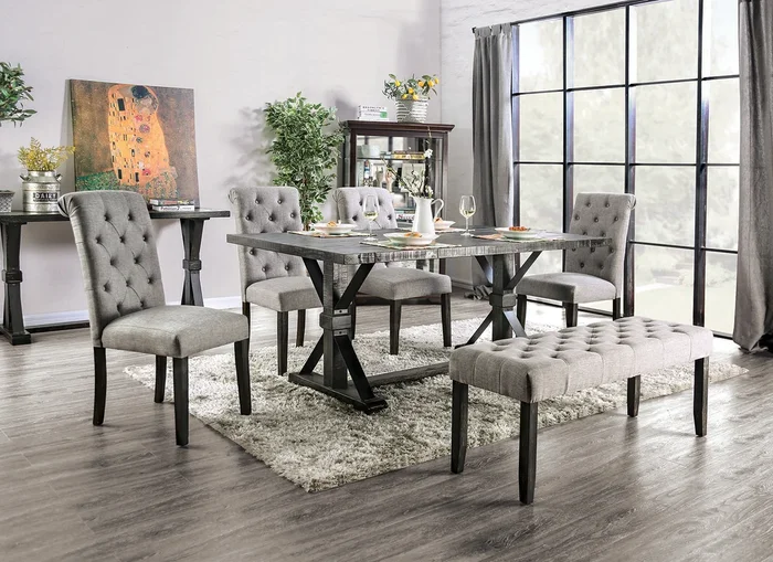 Furniture Of America Alfred Antique Black Rustic Dining Table Model CM3735T