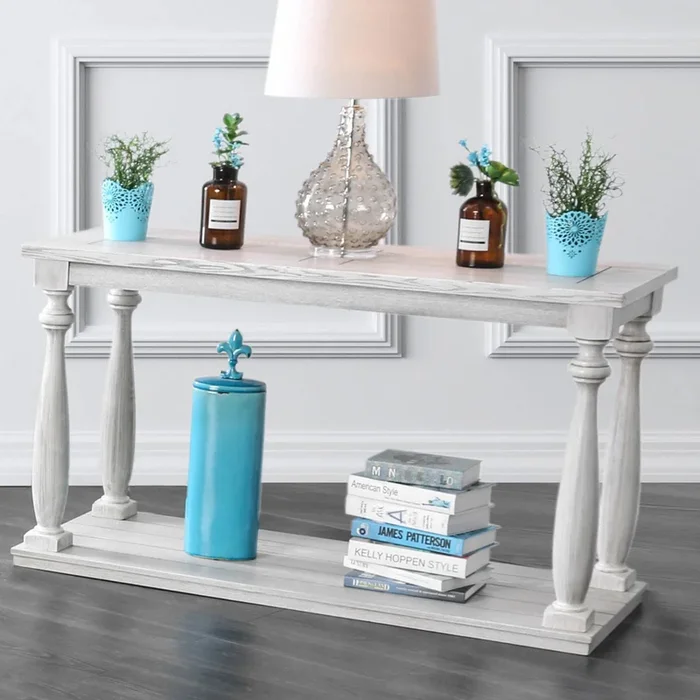 Furniture Of America Arlington Antique White Rustic Sofa Table Model CM4520S