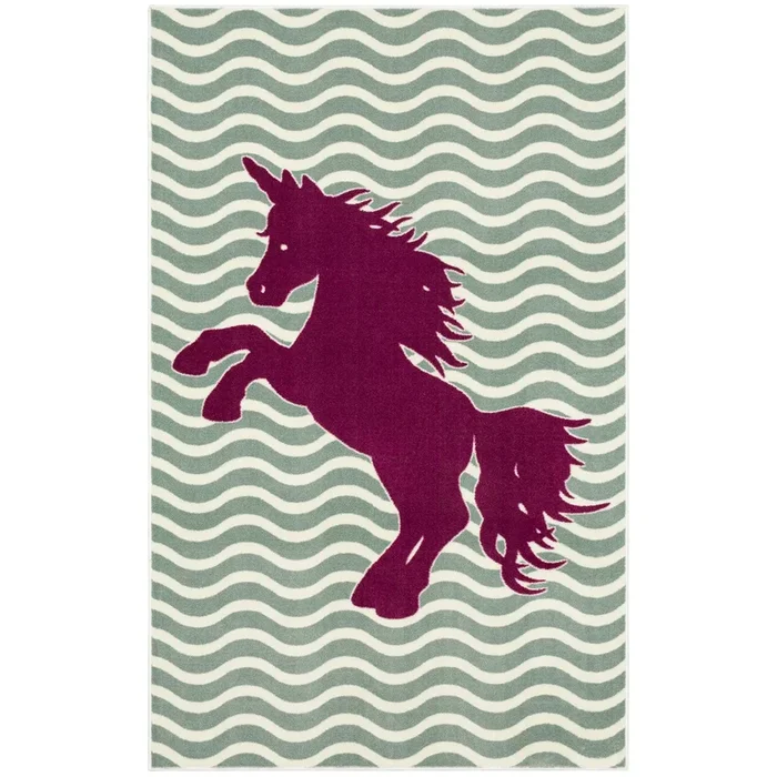 Furniture Of America Baron Sage Green/Fuchsia Novelty 5′ X 8′, Area Rug, Horse, Sage Green Fuchsia Model RG8202