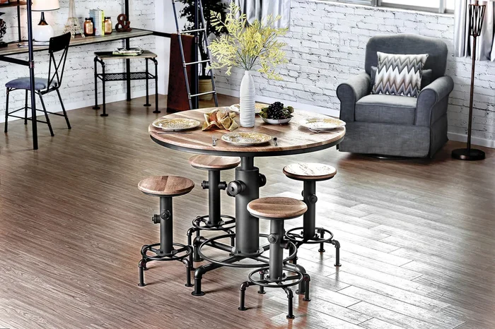 Furniture Of America Foskey Antique Black/Natural Tone Industrial Dining Table Model CM3367PT-TABLE