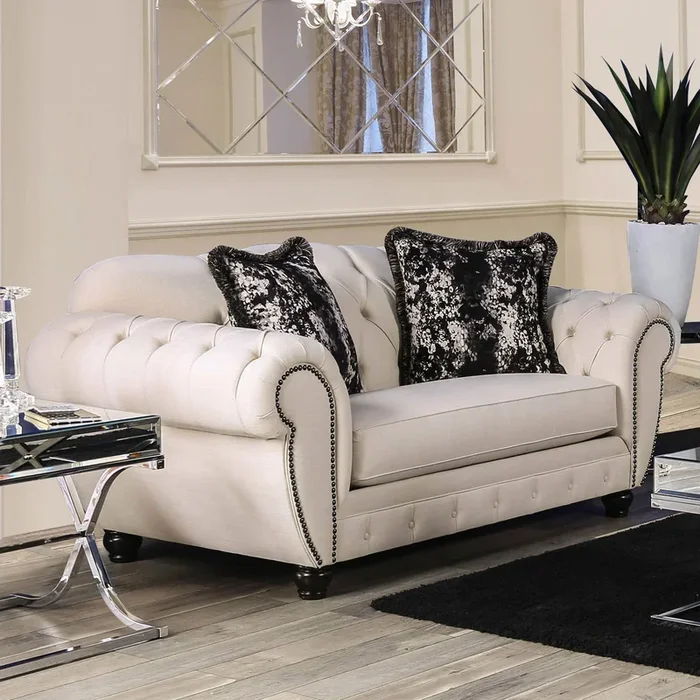 Furniture Of America Gilda Beige/Black Glam Loveseat Model SM2292-LV