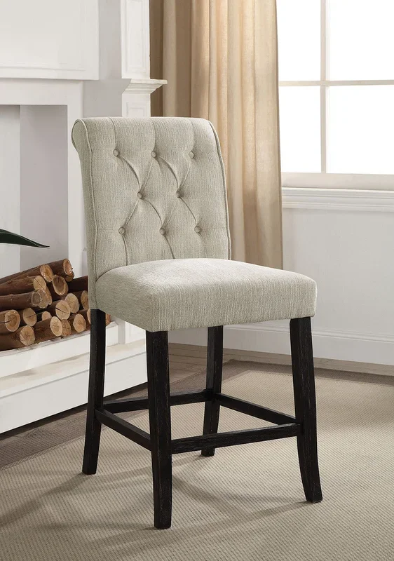 Furniture Of America Izzy Beige/Antique Black Rustic Counter Height Chair (2 In Box) Model CM3564PC-2PK