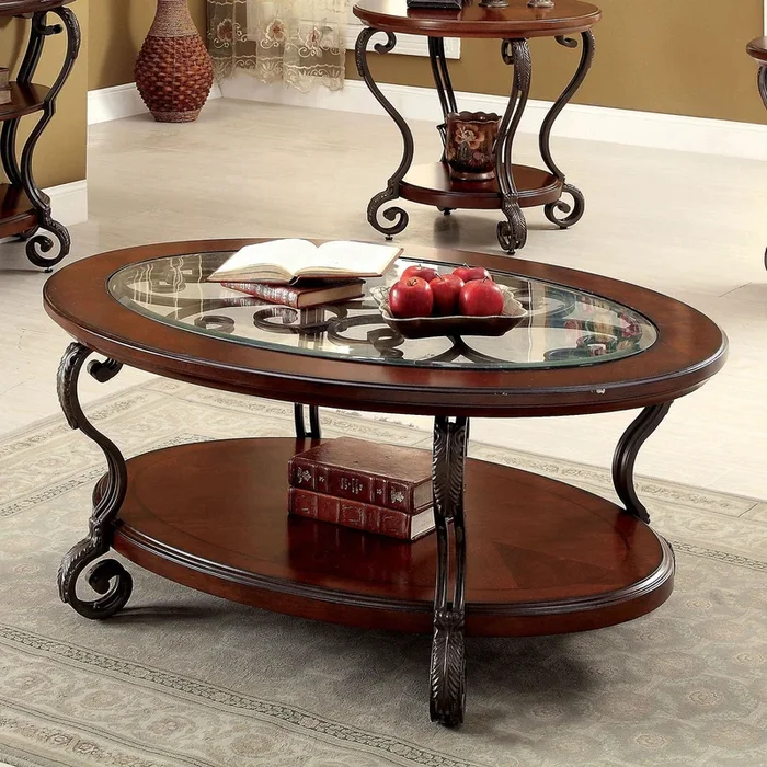Furniture Of America May Brown Cherry Traditional Coffee Table Model CM4326C