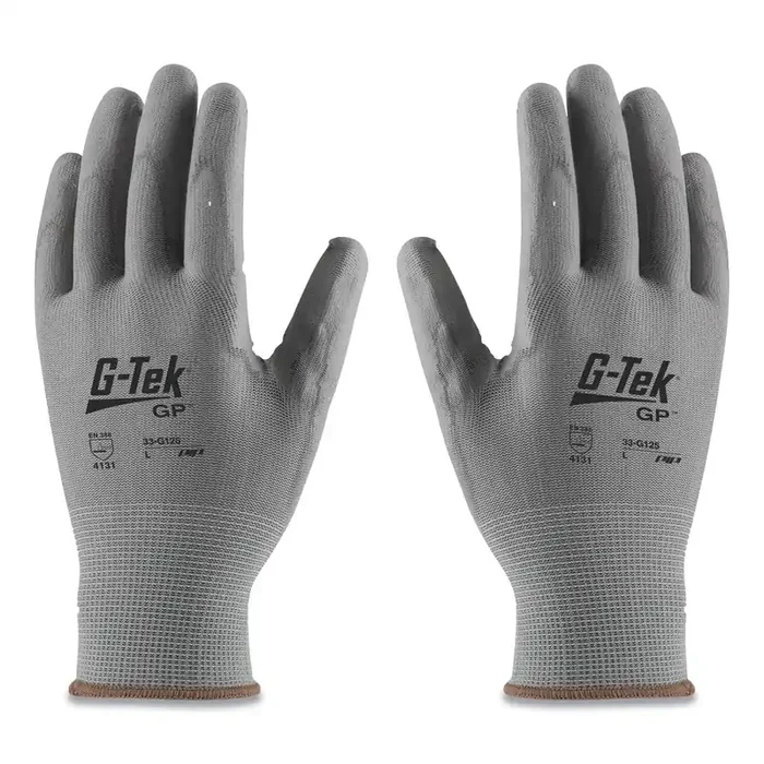 G-Tek® Gp Polyurethane-Coated Nylon Gloves, Small, Gray, 12 Pairs