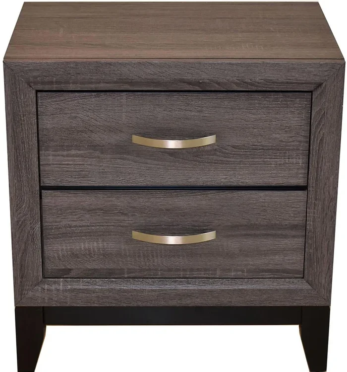 Galaxy Home Hudson 2 Drawer Nightstand in Foil Grey GHF-808857696809