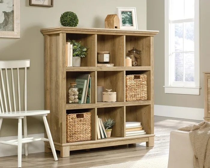 Garden Villa 9-Cube Organizer in Orchard Oak – Lightweight Panel Construction with Spacious Cubby Storage for Home or Office Display