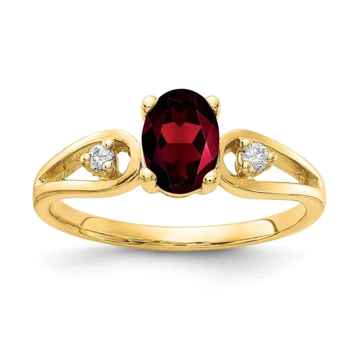 Garnet Diamond Ring 14k Gold 7x5mm Oval Y2189GA/A
