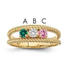 Genuine 3 Stone Mother‘s Ring 14k Gold XMR8/3GY