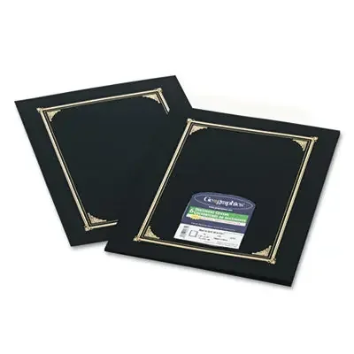 Geographics® Certificate/Document Cover, 12.5 x 9.75, Black, 6/Pack