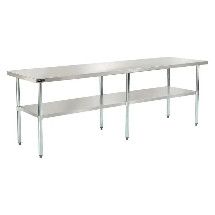 Global Industrial® Work Table with Undershelf, Rectangular, 96 x 30 x 35, Silver Top, Silver Base/Legs