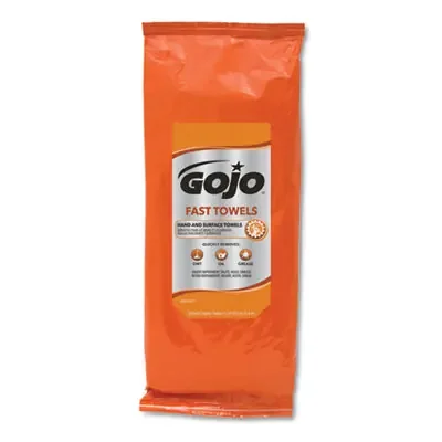 GOJO® FAST TOWELS Hand Cleaning Towels, 2-Ply, 7.75 x 11, Fresh Citrus, Blue, 60/Pack, 6 Packs/Carton