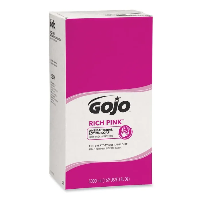 GOJO® RICH PINK Antibacterial Lotion Soap Refill, Floral Scent, 5,000 mL, 2/Carton