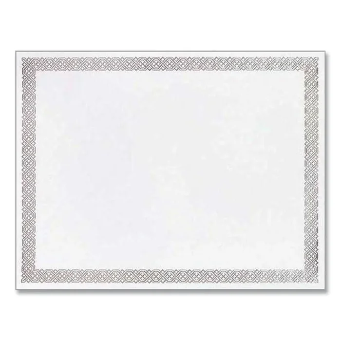Great Papers!® Foil Border Certificates, 8.5 X 11, Ivory/silver, Braided With Silver Border, 15/pack