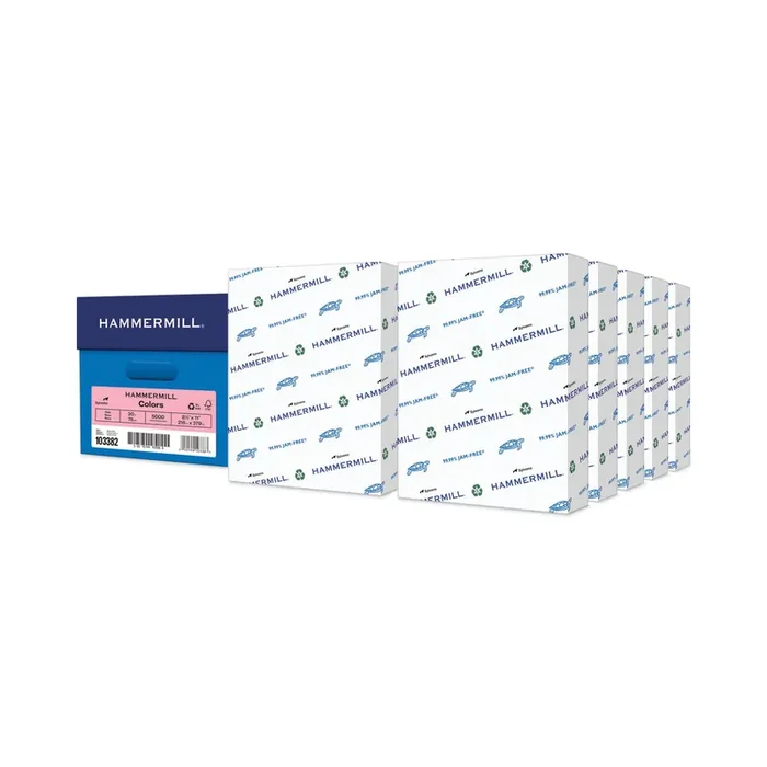 Hammermill® Colors Print Paper, 20 lb Bond Weight, 8.5 x 11, Pink, 500 Sheets/Ream, 10 Reams/Carton