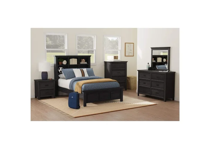 Hampton Kids Dresser And Mirror Set In Charcoal
