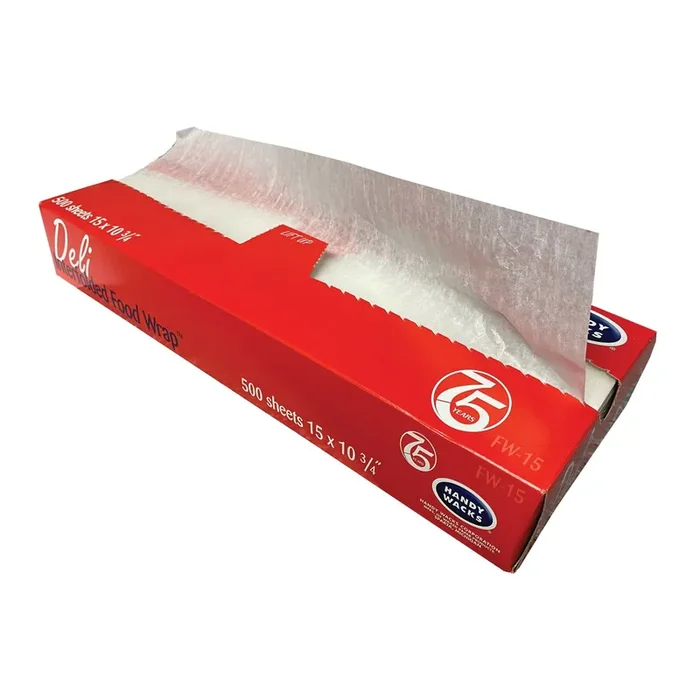 Handy Wacks© Interfolded Food Wrap Deli Sheets, 10.75 x 15, 500/Box, 12 Boxes/Carton