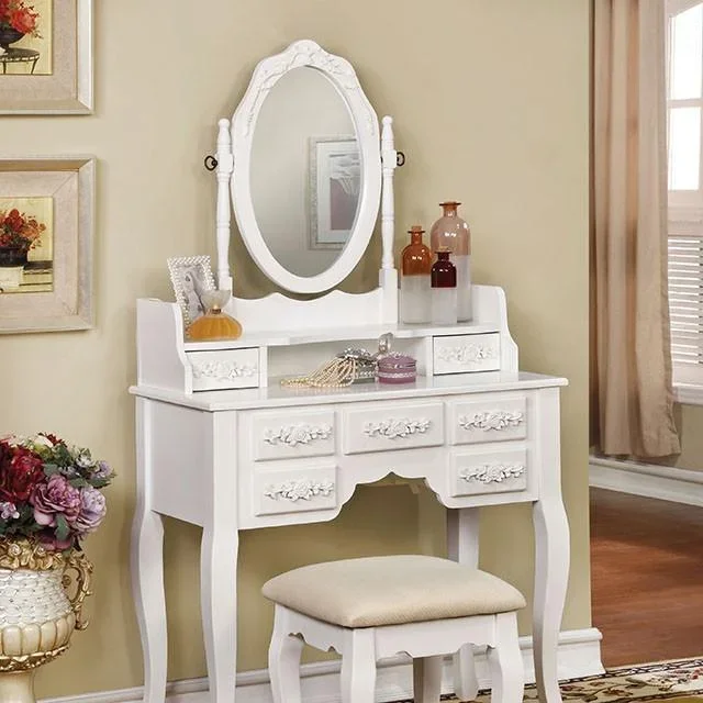 Harriet White Vanity w/ Stool