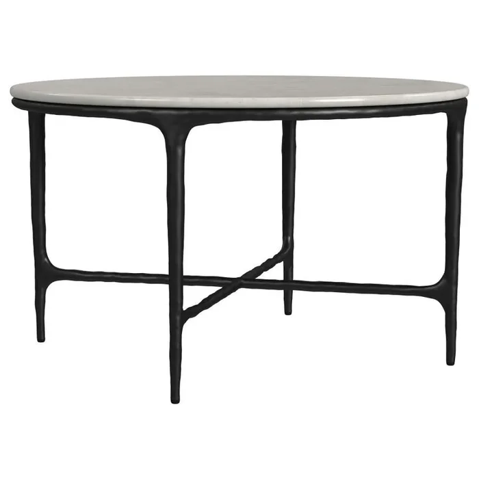 Hermas – Round Genuine Marble Top Metal Coffee Table – White