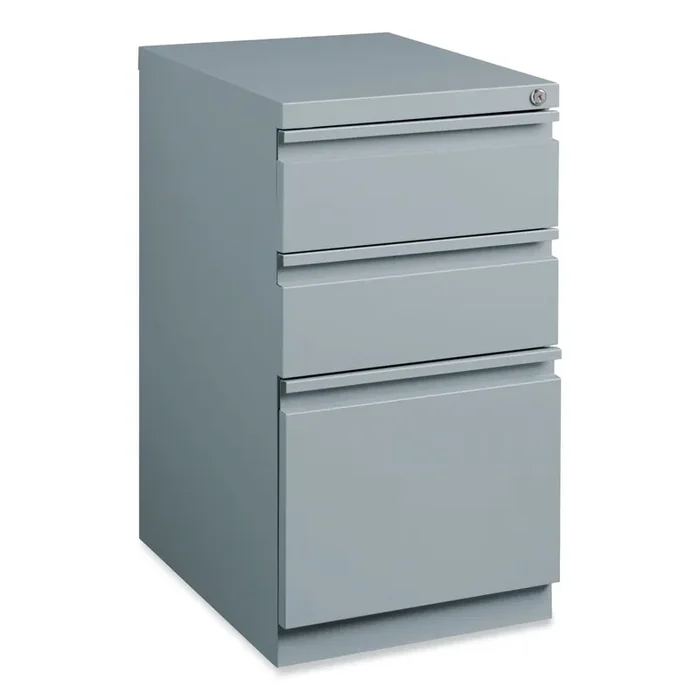 Hirsh Industries® Full-Width Pull 20 Deep Mobile Pedestal File, 3-Drawer Box/Box/File, Letter, Platinum, 15 x 19.88 x 27.75