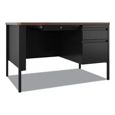Hirsh Industries® Teachers Pedestal Desks, One Right-Hand Pedestal Box/File Drawers, 48″ x 30″ x 29.5″, Walnut/Black
