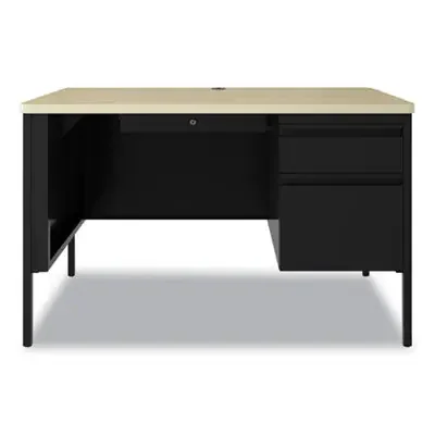 Hirsh Industries® Teachers Pedestal Desks, One Right-Hand Pedestal Box/File Drawers, 48″ x 30″ x 29.5″, Maple/Black